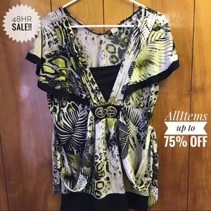 JTB Women’s Elastic Waist open bust Blouse